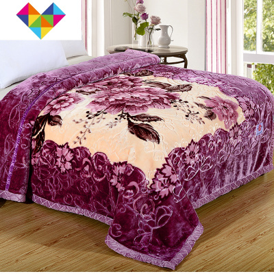 拉舍尔毛毯珊瑚绒毯子被子法兰绒加厚冬季毯家用大床婚庆毯2米8斤御蓝锦