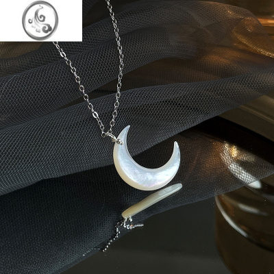 JiMi贝壳月亮项链雪花链s925银银细钻半弯月牙原创设计小众设计