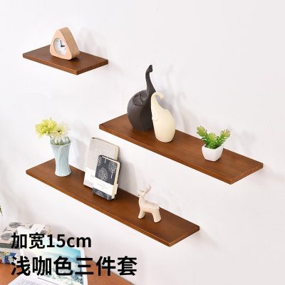 家柏饰(CORATED)墙上置物架客厅挂墙壁一字板卧室木板简约现代电视背景墙装饰架浅咖色三件套