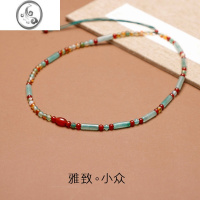 JiMi原创新中式东陵玉玛瑙锁骨链小众独特设计感复古项链手作民族配饰