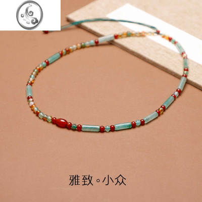 JiMi原创新中式东陵玉玛瑙锁骨链小众独特设计感复古项链手作民族配饰