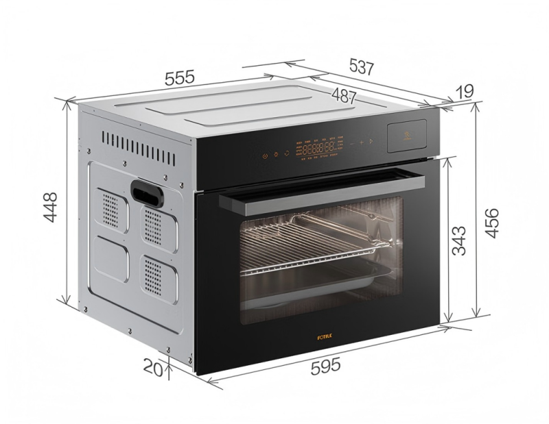 方太 嵌入式蒸烤箱蒸烤炖炸四合一家用大容量精准控温大蒸汽加湿烤多功能蒸烤一体机蒸烤箱 ZK48-02-E3