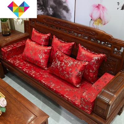红木实木沙发坐垫椅子餐椅坐垫中式防滑可拆洗高弹海绵坐垫可定制大红梅竹单人位55*60cm（仅坐垫）御蓝锦