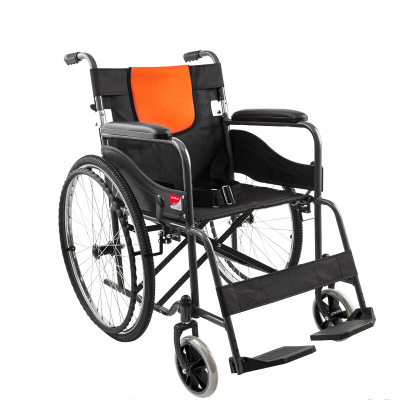 鱼跃轮椅HO50C家用老人加粗钢管手轮椅车轻便可折叠带手刹助行仪器YUWELL医用加厚坐垫手推助行椅