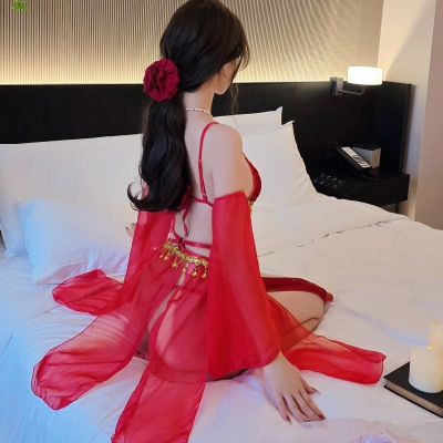 长夜漫漫情趣内衣性感绑带古风复古肚兜女汉服蕾丝连衣裙套装1546