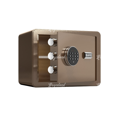 洛诗莲LSL40618095小型保险柜密码保险箱全钢防盗保管箱 30cm咖色电子密码款