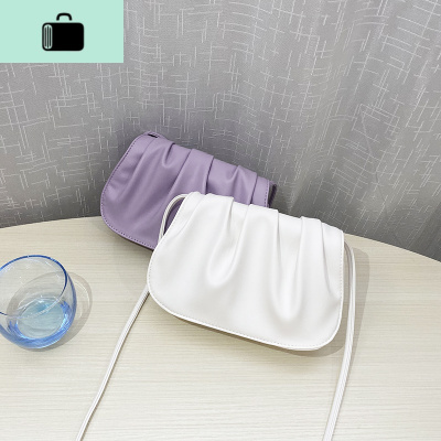 韩版褶皱云朵包马鞍包2020夏季新款质感百搭仙女单肩斜挎小包包潮NEW LAKE女斜挎包