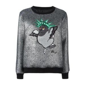 高田贤三(Kenzo)银灰刺绣图案圆领长袖运动卫衣女款时尚百搭配色