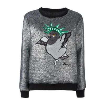 高田贤三(Kenzo)银灰刺绣图案圆领长袖运动卫衣女款时尚百搭配色