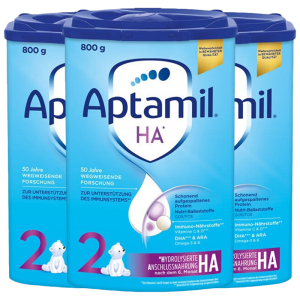 [3罐装]Aptamil德国原装进口爱他美HA适度水解2段6个月以上婴儿配方奶粉800g