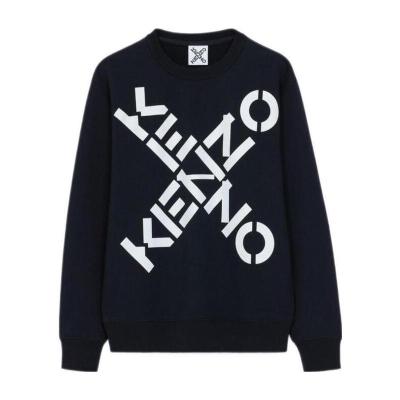 高田贤三(Kenzo)女运动卫衣黑色印花圆领棉涤纶混纺长袖休闲百搭