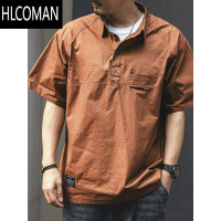 HLCOMAN夏季半袖polo衫男士港风休闲大码耐磨脏短袖t恤宽松百搭翻领上衣