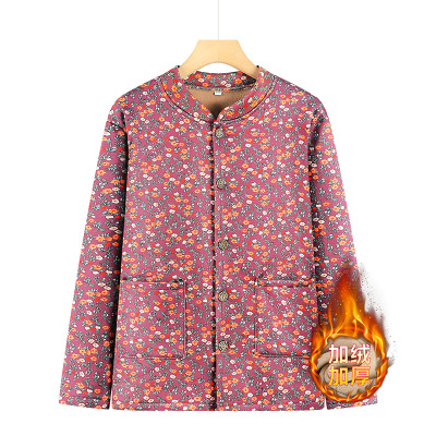 中老年女德绒开衫上衣秋衣秋裤奶奶装大码加绒加厚保暖内衣妈妈装