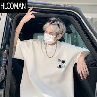 HLCOMAN闪电猫印花短袖t恤男夏季新款宽松大码男生上衣