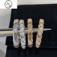 JiMi小香风s925银银菱格纹戒指X镶钻女小众设计感玫瑰金交叉指环尾戒