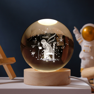 发光太阳系水晶球桌面小夜灯摆件星空玻璃球装饰品生日礼物女毕业