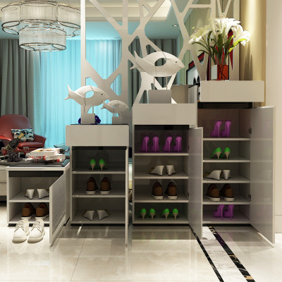 进客厅玄关超薄鞋柜 现代简约白烤漆厅储物柜组合柜隔断柜