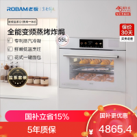 老板(ROBAM)盐系G1系列蒸烤炸一体机 55L黄金大容量 老板蒸烤炸焗一体机C90A-G1(白色)