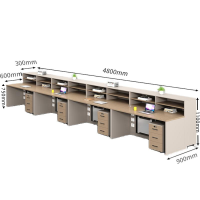 怡卓欧电脑桌四人位4.8米+活动柜组