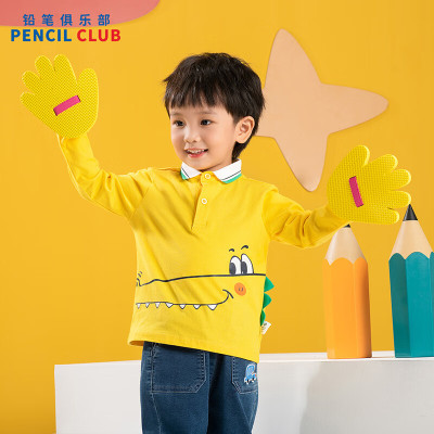 [1件3折]铅笔俱乐部童装2025秋装新款男小童POLO衫宝宝翻领T恤儿童字母长袖衫