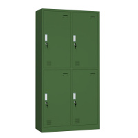 利特莱依铁皮更衣柜宿舍储物柜钢制内务柜制式绿皮衣帽柜子绿色4门更衣