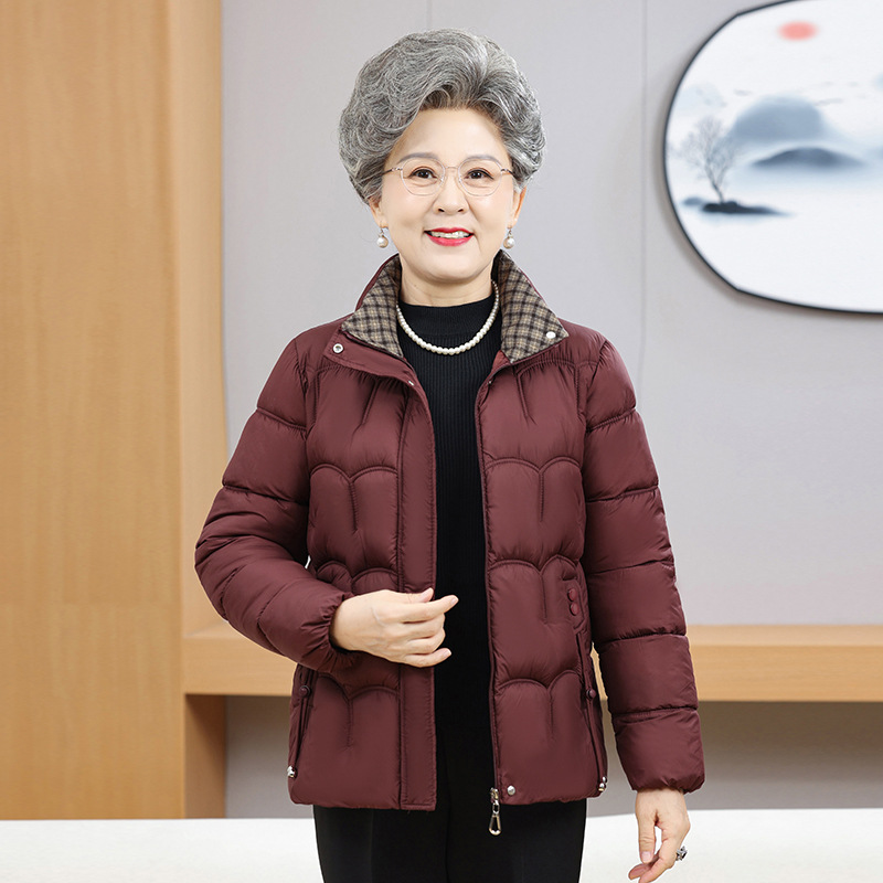 中老年女装妈妈装棉服女洋气老人家保暖外套冬季奶奶装立领御寒女