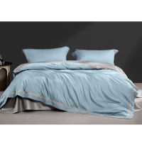 罗莱家纺(LUOLAI) 柔纱序曲100支全棉贡缎四件套 220*250 暮蔼晨光蓝色