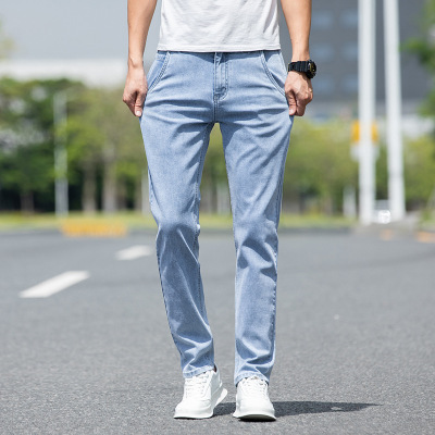 牛仔裤男士潮牌新款弹力宽松直筒商务休闲男装潮牌柔软长裤子