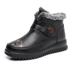 新款真皮妈妈棉鞋软底防滑加厚舒适中老年女棉鞋厂家直销批发