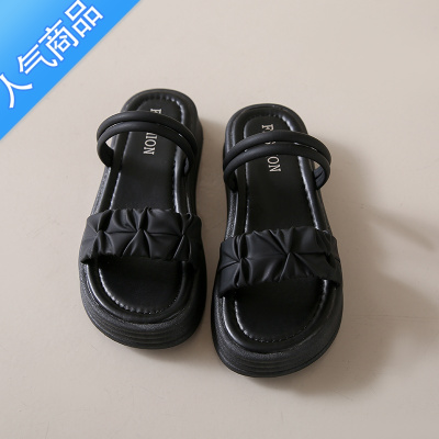 SUNTEK仙女风两穿凉鞋女2023夏季新款厚底法式晚风外穿凉拖罗马一字拖鞋