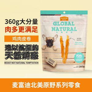麦富迪狗狗零食北美原野系列 宠物肉干肉条 鸡肉干鸭肉干 比熊泰迪宠物训练奖励 鸡肉皮卷360g