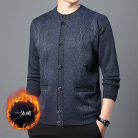 秋冬季中老年男士保暖卫衣男士简约防风毛衣外套时尚保暖一体