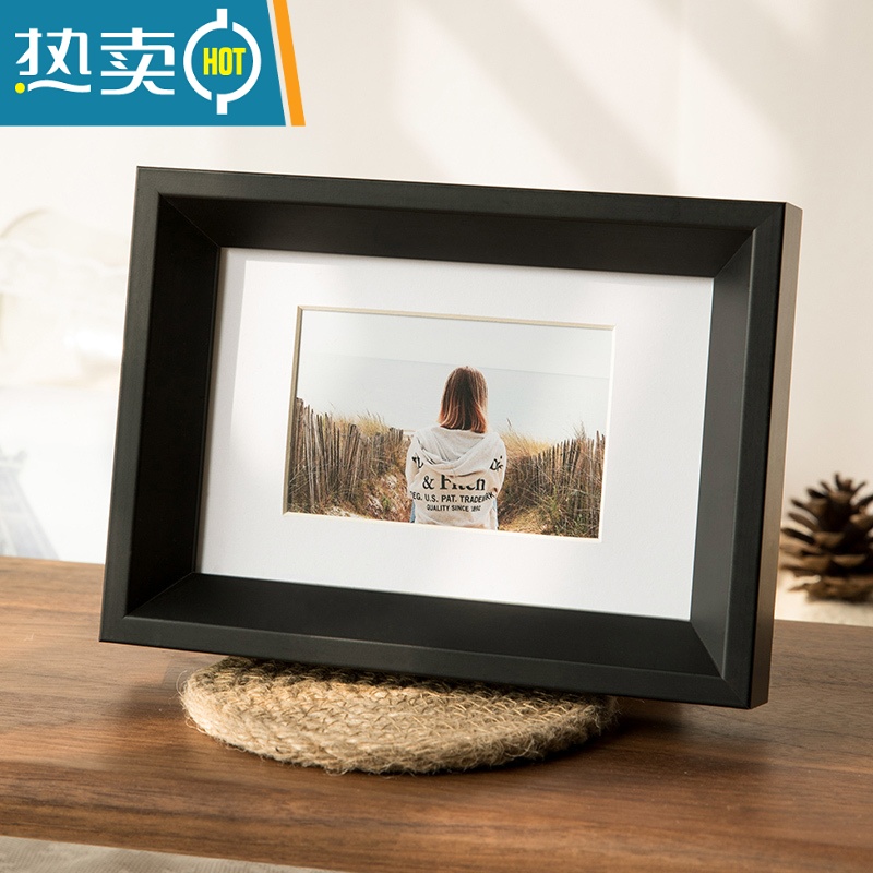 桌面摆件摆台6 7 8寸洗照片做成相框挂墙 黑色 12寸[挂摆两用]内径25