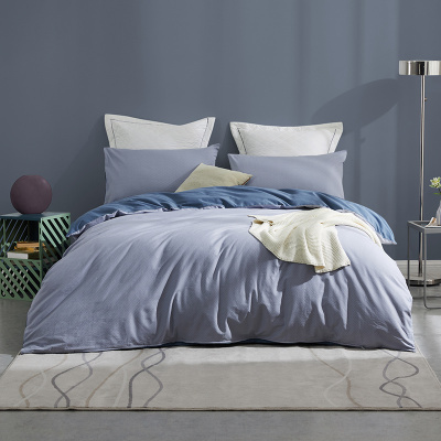 罗莱家纺床上四件套1.5m床全棉双人霁风织蓝