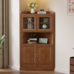 青木川 实木三角柜墙角柜沙发旁客厅转角柜角落拐角柜酒柜书柜夹缝木质置物架简约现代中式