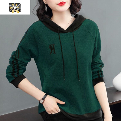 暖青汇2021秋装新款中年妈妈女士卫衣女长袖薄款宽松韩版带帽四十岁外套卫衣