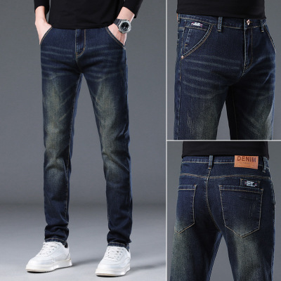 高端牛仔裤男士秋季常规新款潮流修身小脚休闲裤子男款春秋装