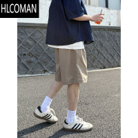HLCOMAN藏青色休闲工装短裤夏季2025新款男生日系复古宽松简约纯色五分裤