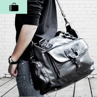 新款男包斜挎包单肩包韩版潮包男士手提包休闲包户外旅行包包大包NEW LAKE 升级版黑色[有隔层]