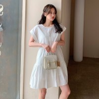 [2.5折价138元]唐狮onlineeyes夏季新款连衣裙女白色仙女温柔气质圆领宽松显瘦in韩zw