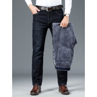 海岛绒加绒牛仔裤男士冬季品质舒适休闲裤男不起静电Mentrousers