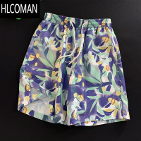 HLCOMAN速干冰丝薄款沙滩裤男夏季花短裤宽松睡裤居家休闲五分潮流大裤衩