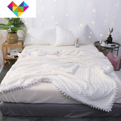 女神少女心仿兔兔绒毛毯双层加厚羊羔绒毯子珊瑚绒午休小毯子御蓝锦