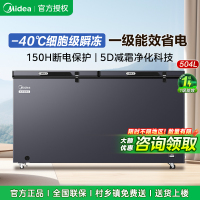 美的519大容量冰柜家用商用卧式大冷柜保鲜冷藏冷冻冰箱BD/BC-519DKEM 耀目蓝