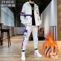 SUNTEK春秋款痞帅男装一套潮流帅气外套休闲大码工装套装初中高中学生夹克