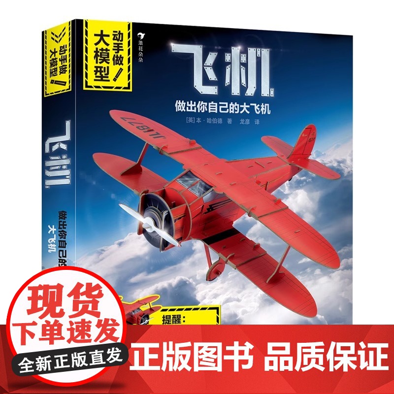 浪花朵朵童书正版动手做大模型之霸王龙大模型飞机 超常规尺寸立体拼插儿童手工益智游戏书籍超大立体拼插模型 益智游戏手工书籍