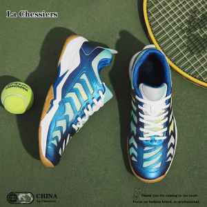 La Chessiers户外网球鞋男鞋春夏透气耐磨女情侣款专业羽毛球鞋超轻减震运动大码训练鞋 蓝色 42码