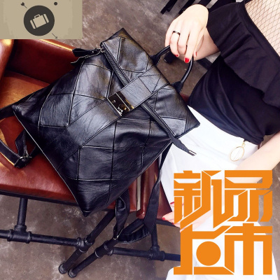 欧洲站双肩包女潮流2020新款时尚百搭锁扣女士旅行真皮背包大容量艾狄伊娃黑色