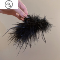 JiMi银欲ins风鸵鸟羽毛发夹后脑勺盘发抓夹头饰鲨鱼夹超仙高级感发饰