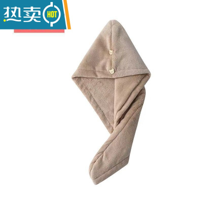 敬平干发帽吸水洗头发浴帽毛巾包头女加厚成人长发擦头巾器速干 卡其色[1条]+双层加厚